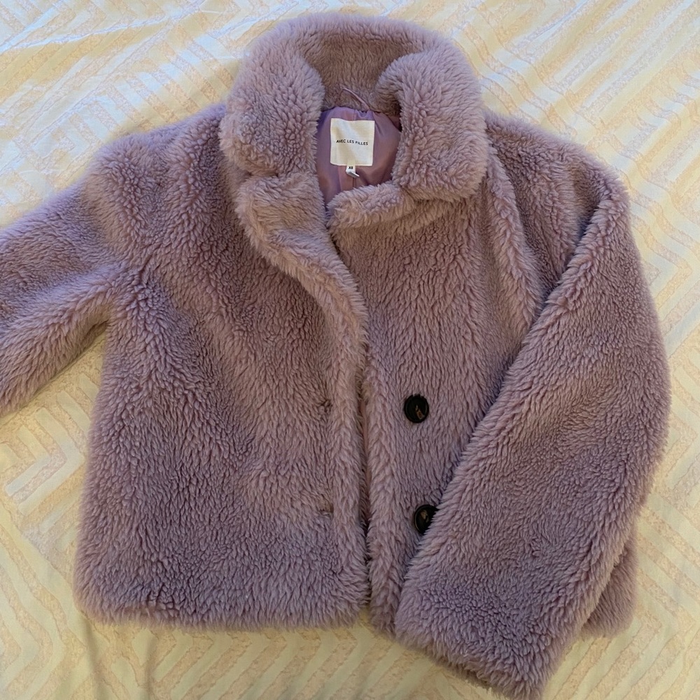 AVEC LES FILLES CROPPED TEDDY JACKET